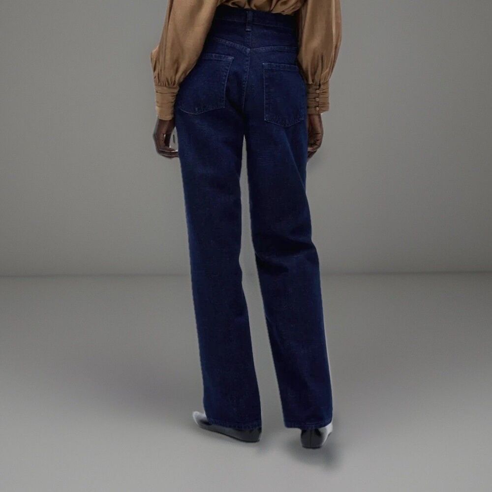 H&M Women's Size 14 High Waist Straight Leg Jeans NWT Full Length Denim - Picture 2 of 9